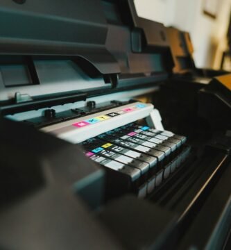 a close up of a printer on a table
